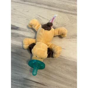 Wubbanub Tan Brown Puppy Dog Small Plush Baby Toy Pacifier Holder